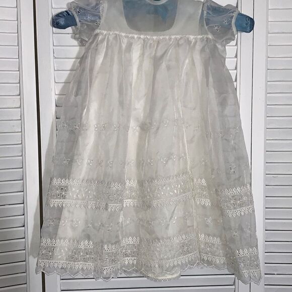 Vintage Sheer Chiffon Double Layered Christening Gown XL 2T - Picture 10 of 16